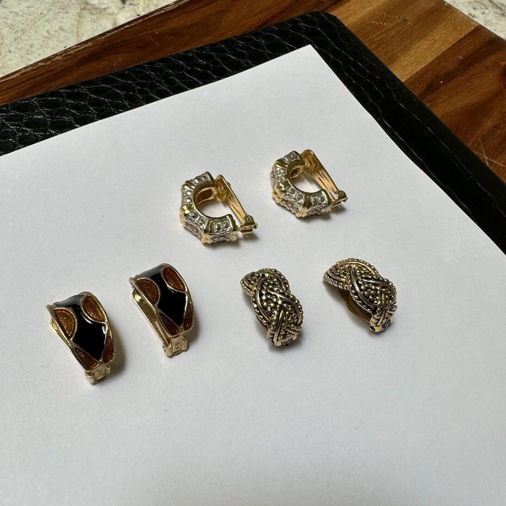 Lot Of 3 Pretty Half Hoop Clip-on Clip On Earrings
